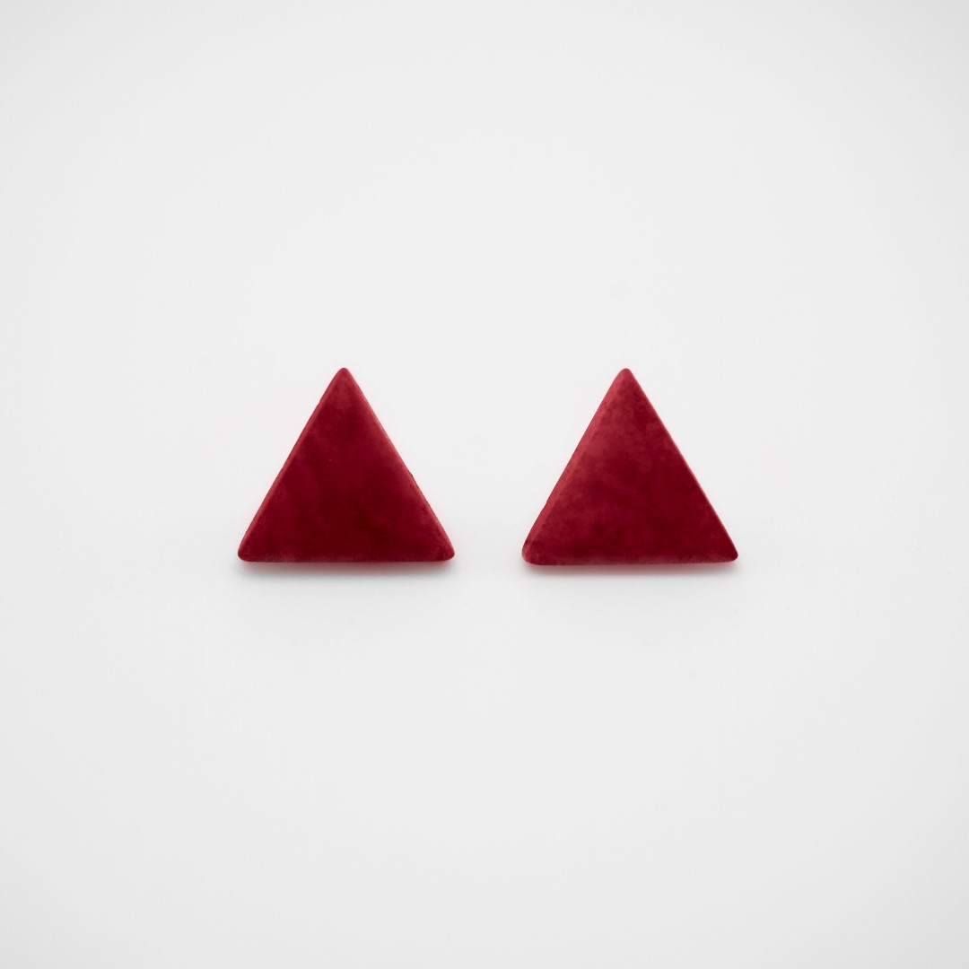 Boucles d’oreilles en ivoire végétal triangles Arpia faites main | Rouges