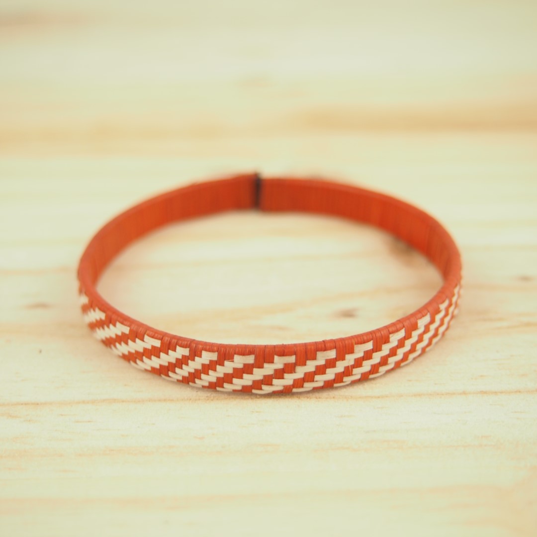 Bracelet fibre naturelle FUMAREL 5A éthique fait main rouge