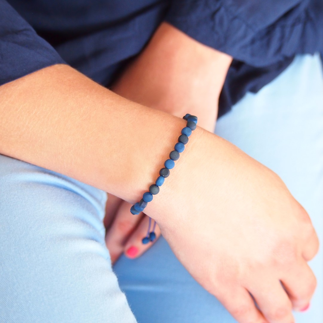 Bracelet en ivoire végétal Milano Bi fait main | Bleu marine - Bleu