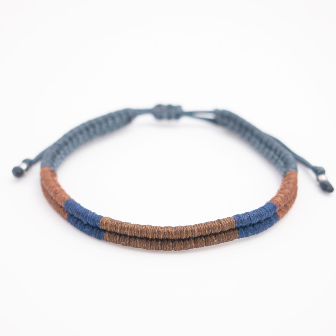 Bracelet mixte Compas fait-main | Marron - Bleu - Gris