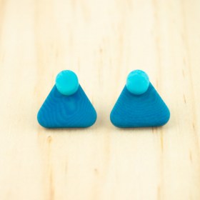 Boucles d′oreilles en ivoire végétal Duo-Tri arrondis faites main | Bleues
