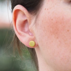 Boucles d′oreilles COLIBRI jaune citron faits main éthique