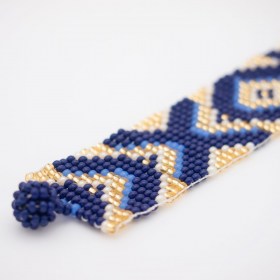 Bracelet perles Bramita XOX fait main | Bleu - Doré
