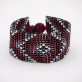 Bracelet perles Bramita XOX fait main | Bordeaux - Gris - Argent