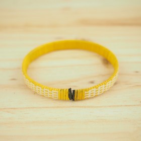 Bracelet fibre naturelle FUMAREL 5D éthique fait main jaune